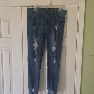 Lucky & Blessed Distressed Denim Skinny Jeans